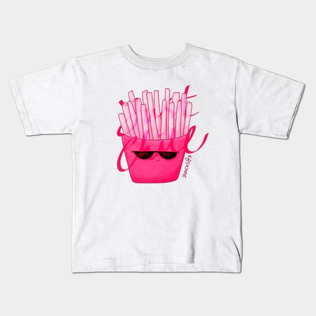 PINK Fries Kids T-Shirt by Snacks At 3